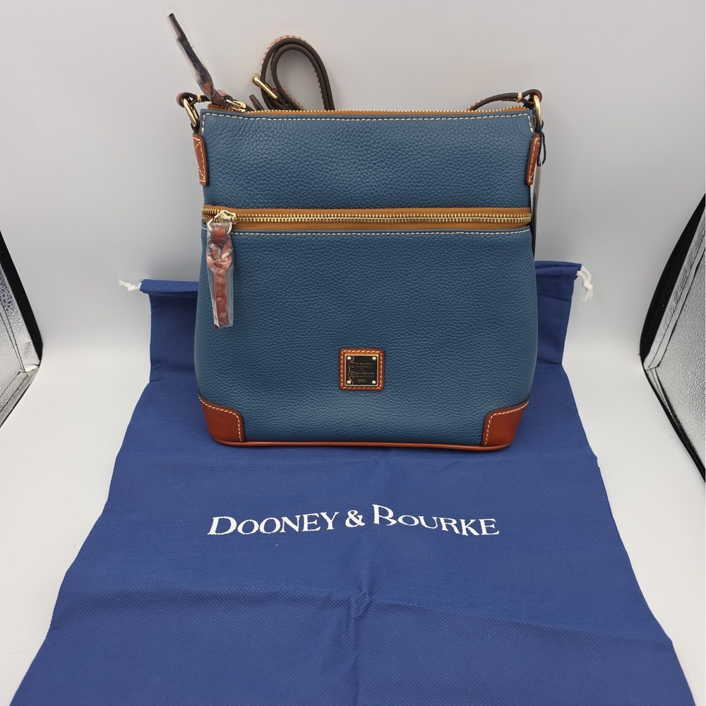 Dooney & Bourke Pebble Grain Crossbody Bag in Black/Tan Trim NWT